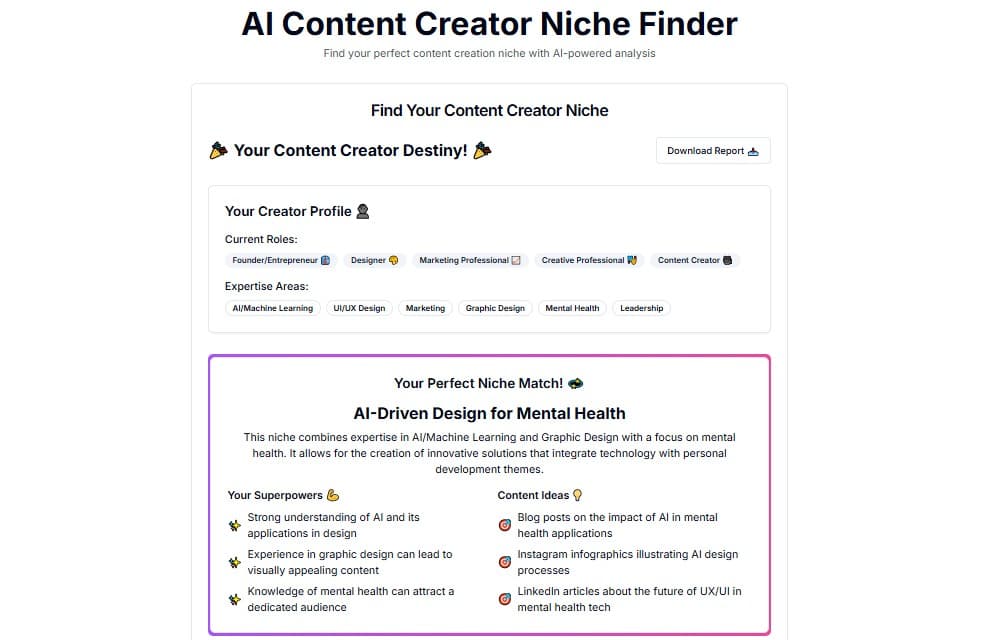 Free AI Niche Finder - Discover Your Content Creator Niche