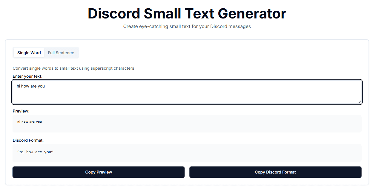 Free Discord Small Text Generator