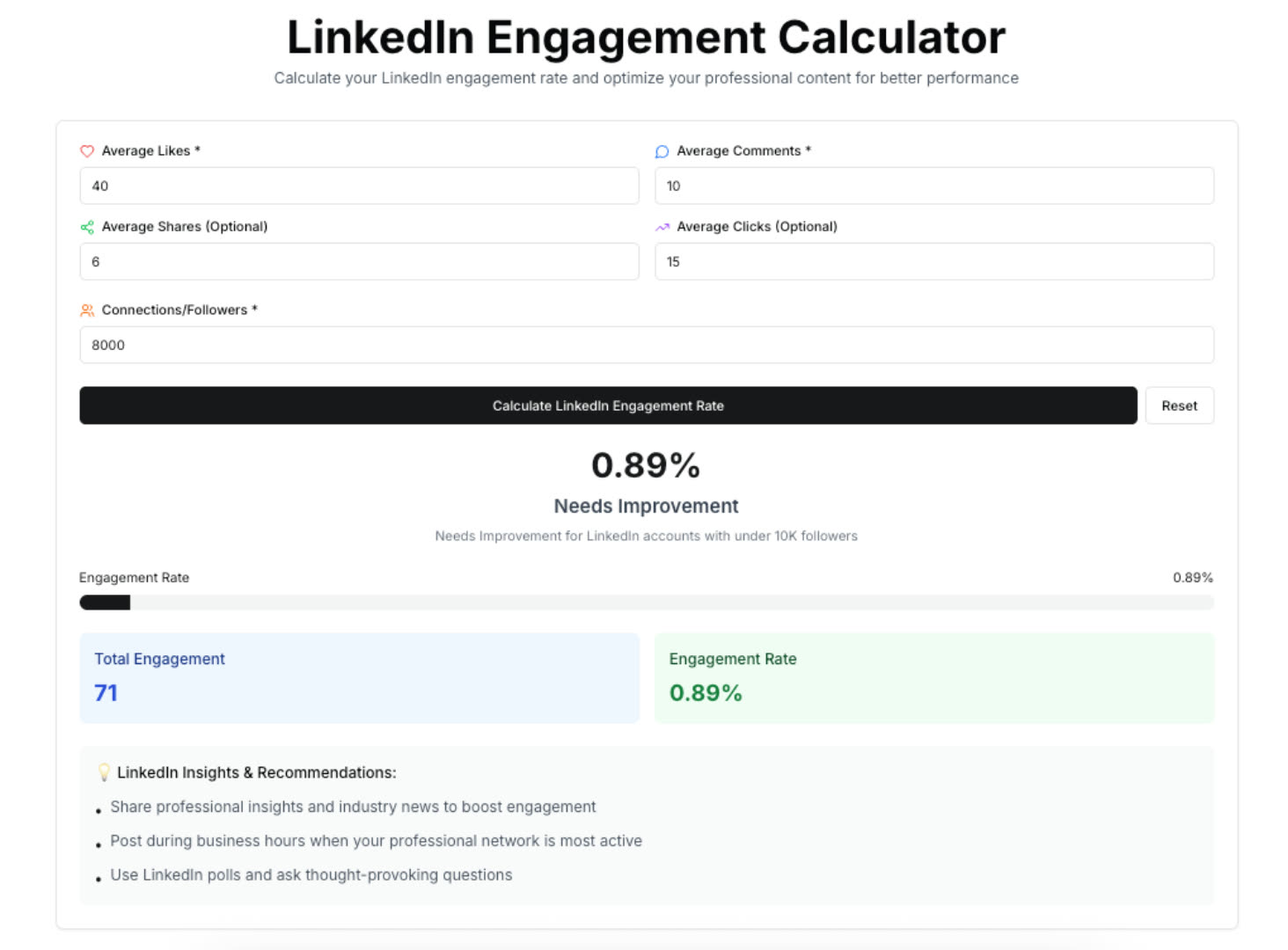 LinkedIn Engagement Calculator